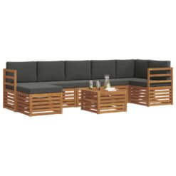 8 Piece Acacia Wood Outdoor Sofa Set – Natural & Anthracite