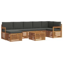 Alternative view of 8 Piece Acacia Wood Outdoor Sofa Set – Natural & Anthracite