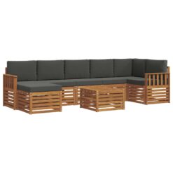 Alternative view of 8 Piece Acacia Wood Outdoor Sofa Set – Natural & Anthracite