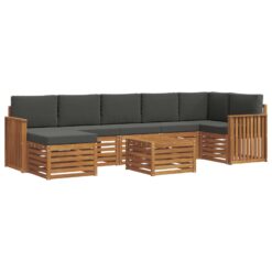 Alternative view of 8 Piece Acacia Wood Outdoor Sofa Set – Natural & Anthracite