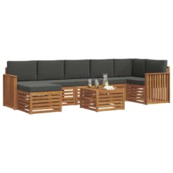 8 Piece Acacia Wood Outdoor Sofa Set – Natural & Anthracite