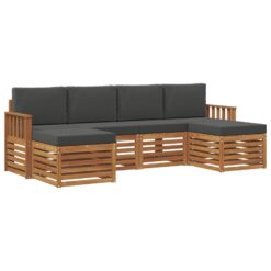 6 Piece Acacia Wood Sofa Sets – Natural & Anthracite