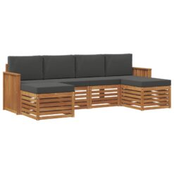 6 Piece Acacia Wood Sofa Sets – Natural & Anthracite