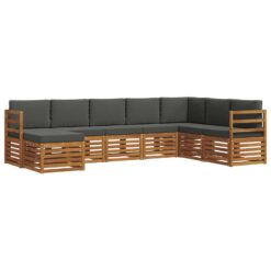 8 Piece Acacia Wood Outdoor Sofa Set – Natural & Anthracite