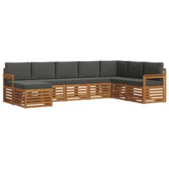 8 Piece Acacia Wood Outdoor Sofa Set – Natural & Anthracite
