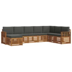 8 Piece Acacia Wood Outdoor Sofa Set – Natural & Anthracite