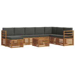 Alternative view of 9 Piece Acacia Wood Outdoor Sofa Set – Natural & Anthracite