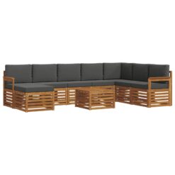 Alternative view of 9 Piece Acacia Wood Outdoor Sofa Set – Natural & Anthracite