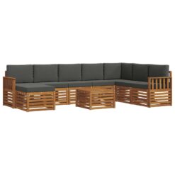Alternative view of 9 Piece Acacia Wood Outdoor Sofa Set – Natural & Anthracite