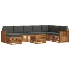 Alternative view of 9 Piece Acacia Wood Outdoor Sofa Set – Natural & Anthracite