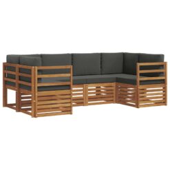 6 Piece Sectional Sofa Set with Cushion – Natural & Anthracite