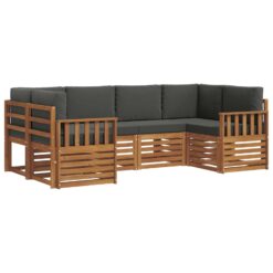 6 Piece Sectional Sofa Set with Cushion – Natural & Anthracite