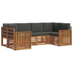 6 Piece Sectional Sofa Set with Cushion – Natural & Anthracite