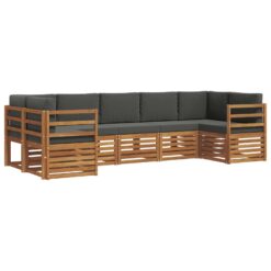 7 Piece Sectional Sofa Set with Cushion – Natural & Anthracite