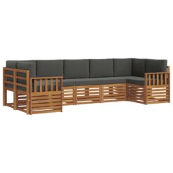 7 Piece Sectional Sofa Set with Cushion – Natural & Anthracite