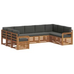 9 Piece Sectional Sofa Set with Cushion – Natural & Anthracite