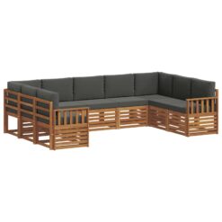 9 Piece Sectional Sofa Set with Cushion – Natural & Anthracite