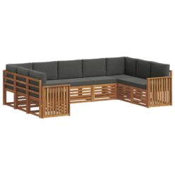 9 Piece Sectional Sofa Set with Cushion – Natural & Anthracite