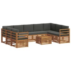 Alternative view of 10 Piece Acacia Wood Sofa Sets – Natural & Anthracite