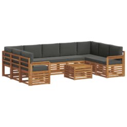 Alternative view of 10 Piece Acacia Wood Sofa Sets – Natural & Anthracite