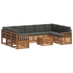 Alternative view of 10 Piece Acacia Wood Sofa Sets – Natural & Anthracite