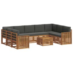 Alternative view of 10 Piece Acacia Wood Sofa Sets – Natural & Anthracite
