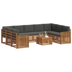 10 Piece Acacia Wood Sofa Sets – Natural & Anthracite