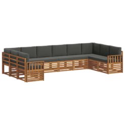 10 Piece Sectional Sofa Set with Cushion – Natural & Anthracite