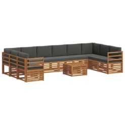 Alternative view of 11 Piece Outdoor Sofa Set with Cushion – Natural & Anthracite
