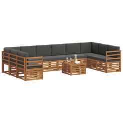 11 Piece Outdoor Sofa Set with Cushion – Natural & Anthracite