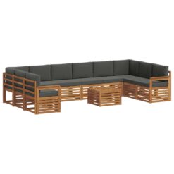 Alternative view of 11 Piece Outdoor Sofa Set with Cushion – Natural & Anthracite