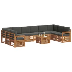 11 Piece Outdoor Sofa Set with Cushion – Natural & Anthracite