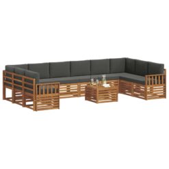 11 Piece Outdoor Sofa Set with Cushion – Natural & Anthracite