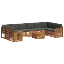 Alternative view of 11 Piece Outdoor Sofa Set with Cushion – Natural & Anthracite