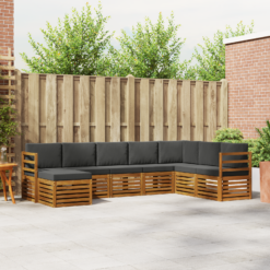 Alternative view of 8 Piece Acacia Wood Outdoor Sofa Set – Natural & Anthracite