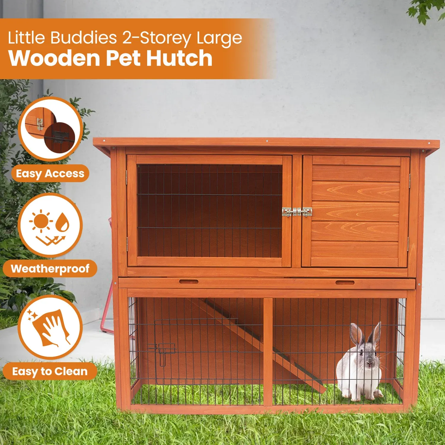 Alternative view of 2 Storey Wooden Pet Rabbit Hutch