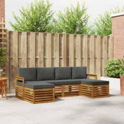 Alternative view of 6 Piece Acacia Wood Sofa Sets – Natural & Anthracite