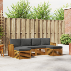 Alternative view of 6 Piece Acacia Wood Sofa Sets – Natural & Anthracite