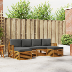Alternative view of 6 Piece Acacia Wood Sofa Sets – Natural & Anthracite